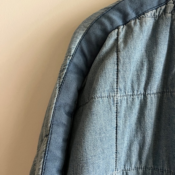 Free People Chloe Dolman Chambray Denim Quilted Jacket size S - Picture 3 of 11